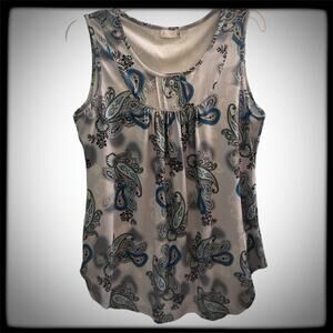 COPY - Halife Paisley Tank Top Blue White and Black Women's Size Medium